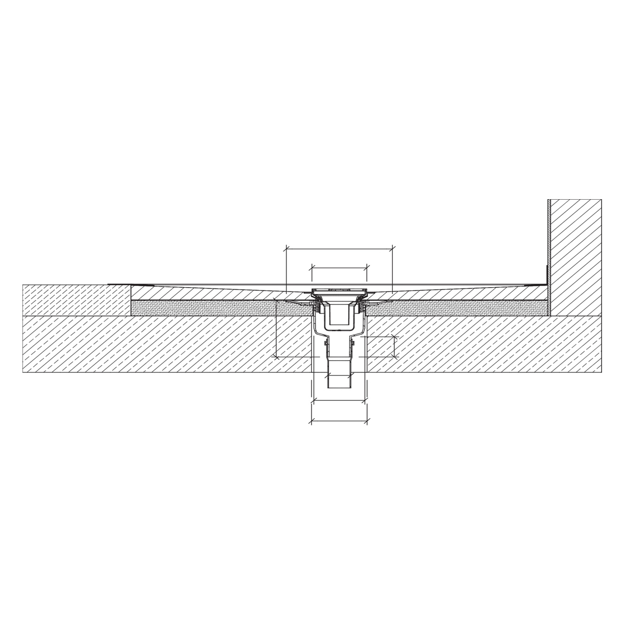 wedi Fundo Punktablauf vertikal DN 50 quadratisch